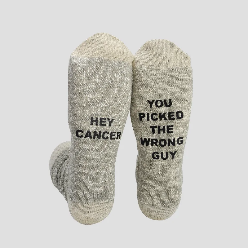 sock designs -  Hey Cancer You Picked The Wrong Guy Sock, Cancer Gift, Socks For Chemo, Custom Socks, Support Gift for Him, Cancer Free, Fuck Cancer, Care