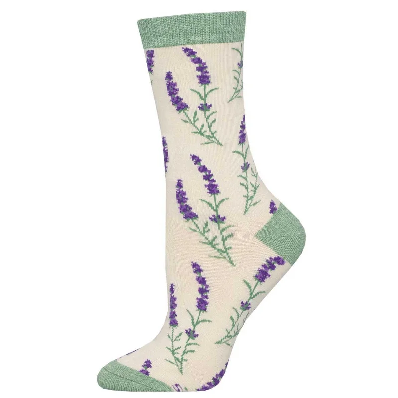 sock embroidered -  LOVELY LAVENDER WOMEN'S BAMBOO CREW