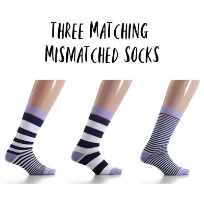 sock shipping -  Matching Pair + Mismatched Spare - Black and White Striped (3 Pk)