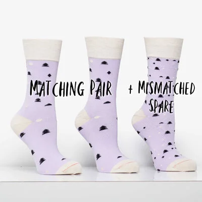 sock coziness -  Matching Pair + Mismatched Spare - Lilac Triangles (3 Pk)