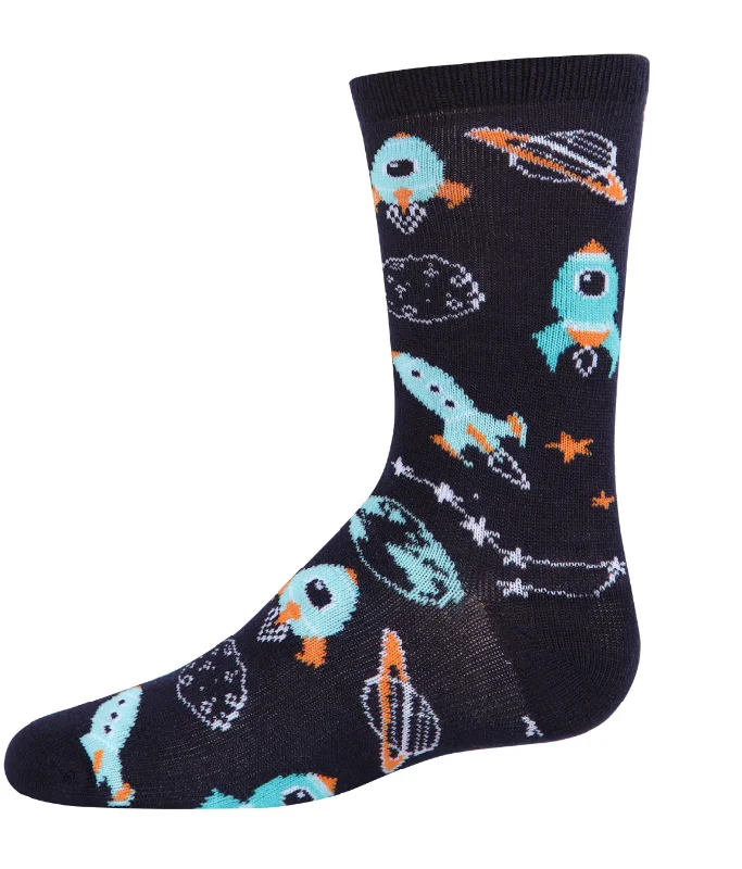 sock polyester -  MeMoi Boys' Rocket Ship Rayon from Bamboo Crew Socks