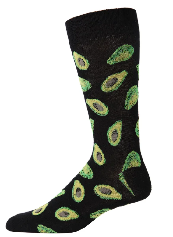 sock non-slip -  Memoi/Men's Avocado Bamboo Blend Funny Novelty Crew Sock