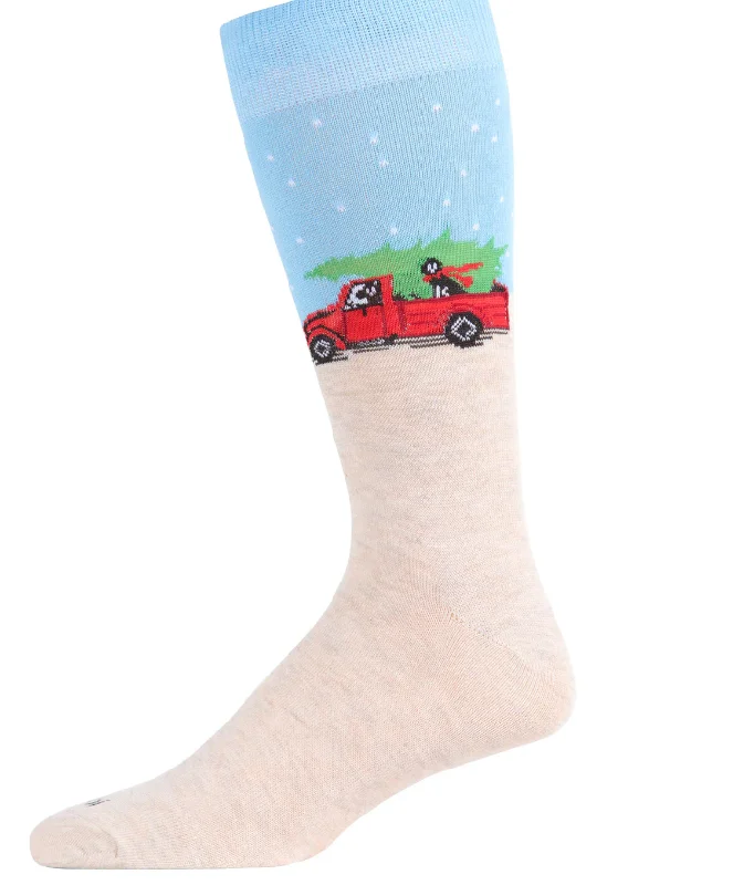 sock strength -  Memoi/Men's Festive Puppy Pickup Truck Novelty Crew Socks