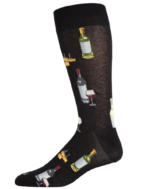 sock resistant -  Memoi/Men's Wine and Cheese Bamboo Blend Novelty Crew Sock