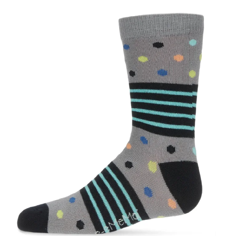 sock cotton -  MeMoi Stripe Dot Combo Boys Cotton Blend Crew Sock