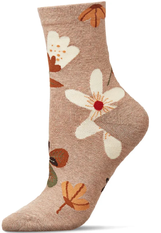 sock fans -  Memoi/Women's Combed Cotton Floral Crew Socks