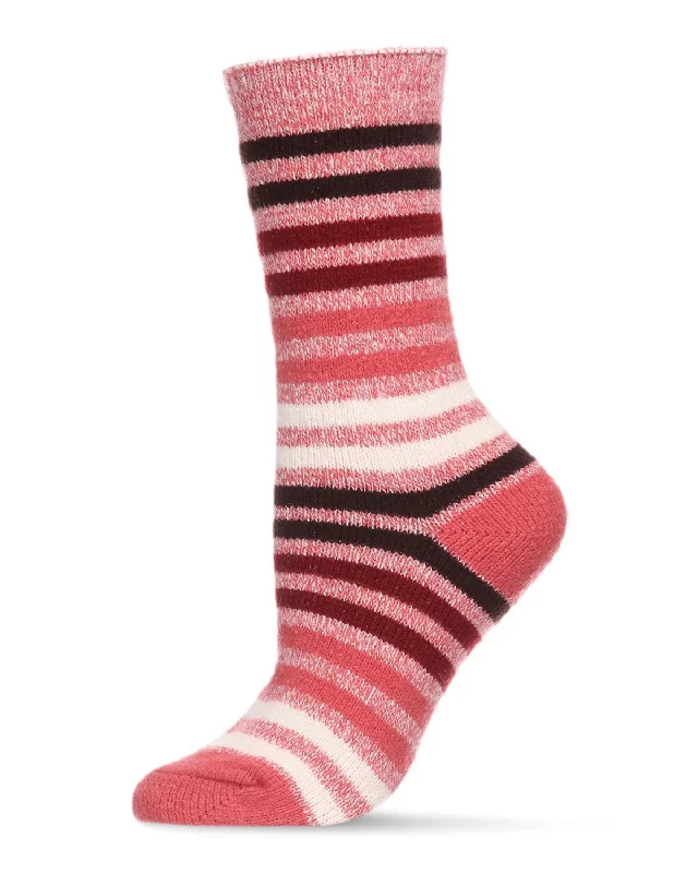 sock shop -  MeMoi Women's Multicolor Stripe Buttersoft Cozy Crew Socks