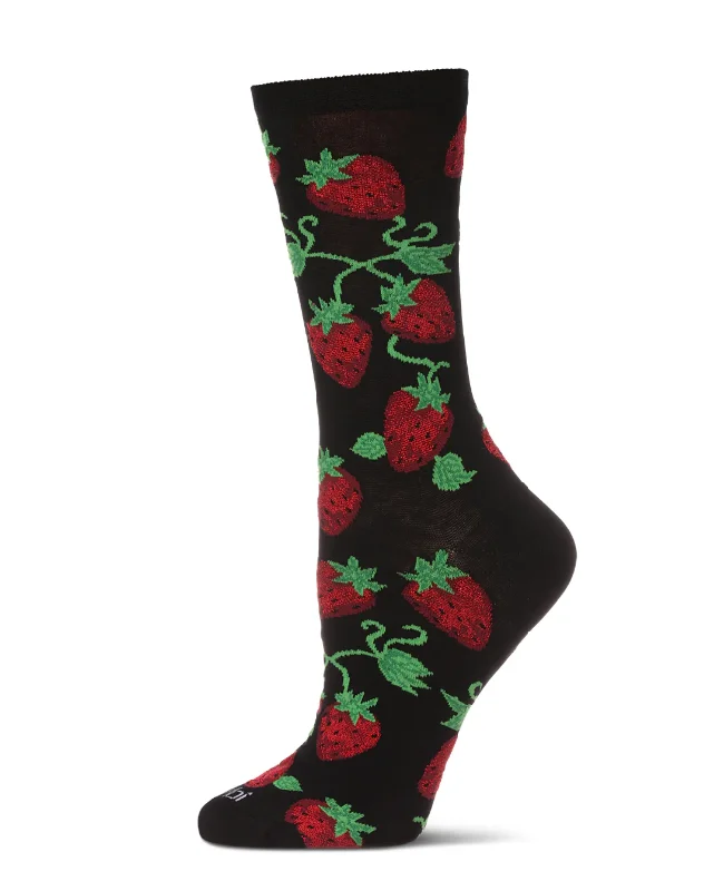 sock compression -  Memoi/Women's Strawberry Vines Bamboo Crew Socks