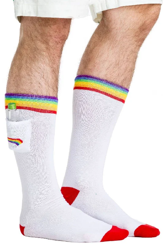 sock delivery -  Men's White Rainbow Pride Pocket Socks