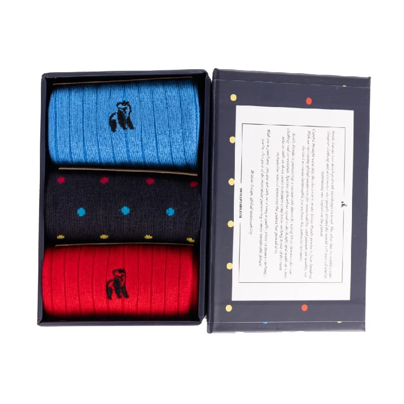 sock identity -  Multi Spot Sock Box - 3 Pairs of Bamboo Socks (His)