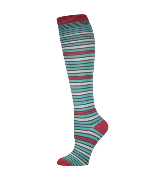 sock breathability -  MULTI STRIPE, WOMEN'S BAMBOO KNEE HIGH