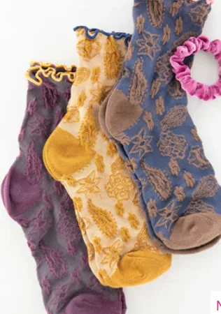 sock availability -  Natural Life/Blossom Socks & Scrunchie, Set of 3 - Indigo