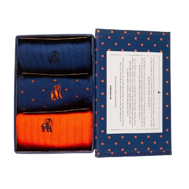 sock durability -  Orange and Blue Sock Box - 3 Pairs of Bamboo Socks (His)