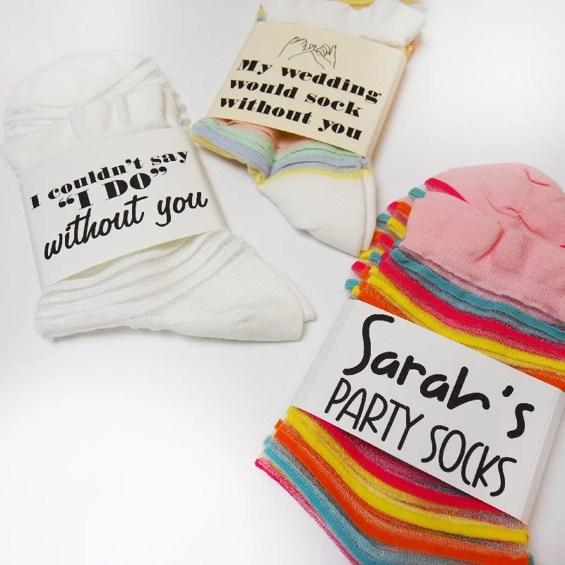 sock inspection -  Personalized Sock Tags, Proposal Gifts, Bridesmaid Socks, Bridesmaid Box Items, Bridesmaid Proposal, Ask Bridesmaid, Bridesmaid Sheer Socks