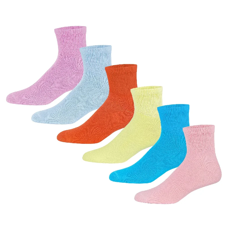 sock party -  Premium Women’s Soft Breathable Cotton Ankle Socks, Non-Binding & Comfort Diabetic Socks Fits Shoe Size 6-10, 6 Pairs