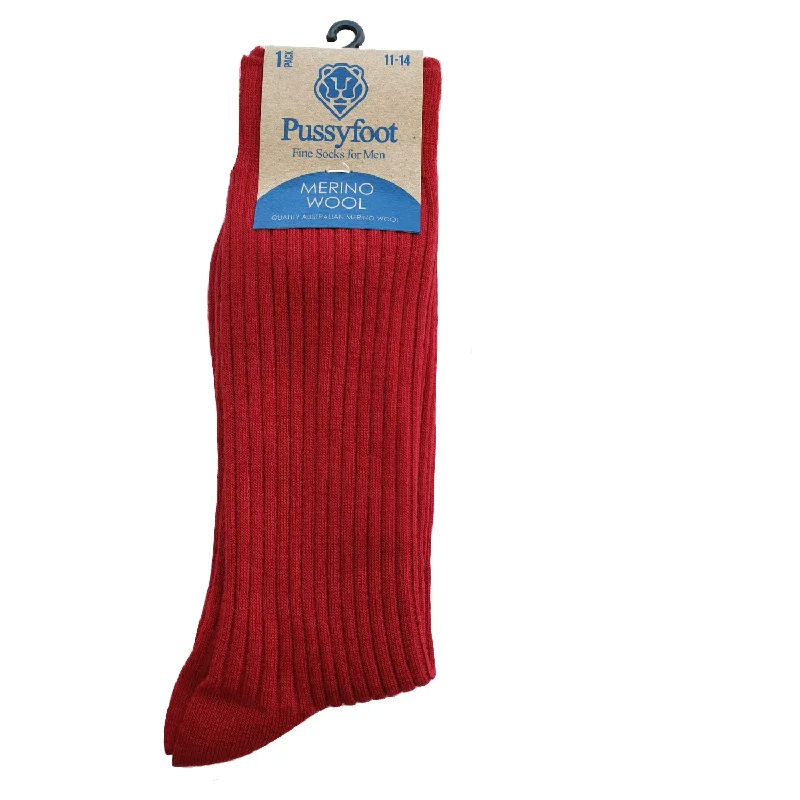 sock weight -  Pussyfoot Merino Wool Crew Socks - Red