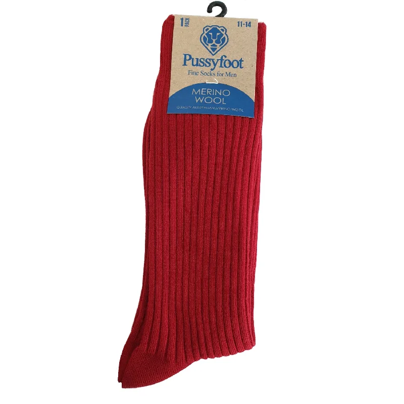 sock thickness -  Pussyfoot Non-Tight Merino Socks - Red