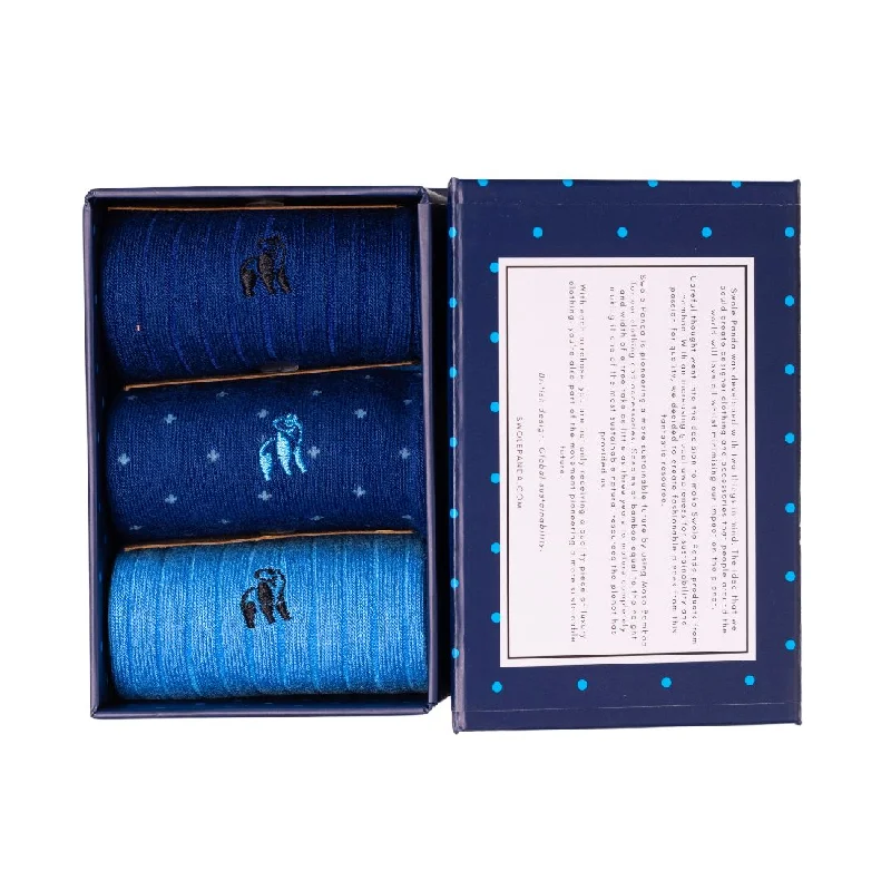 sock shipping -  Spotted Blue Sock Box - 3 Pairs of Bamboo Socks (His)