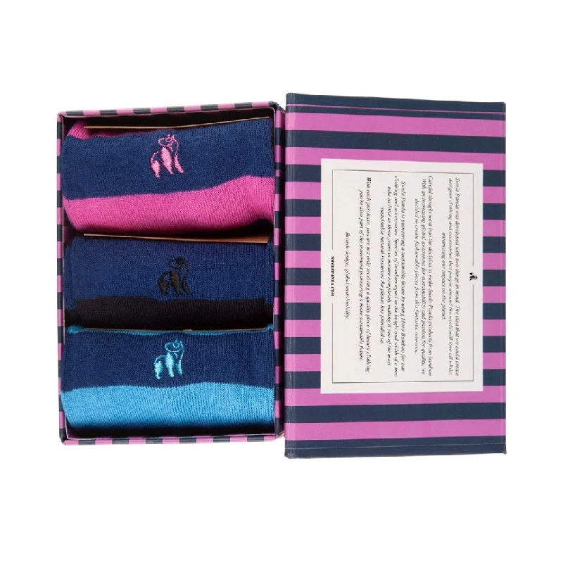 sock accessories -  Stripey Sock Box - 3 Pairs of Bamboo Socks (His)