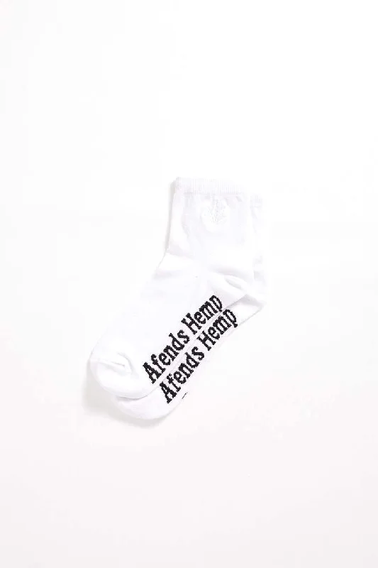 sock treat -  Unisex Happy Hemp Ankle Socks One Pack - White/White