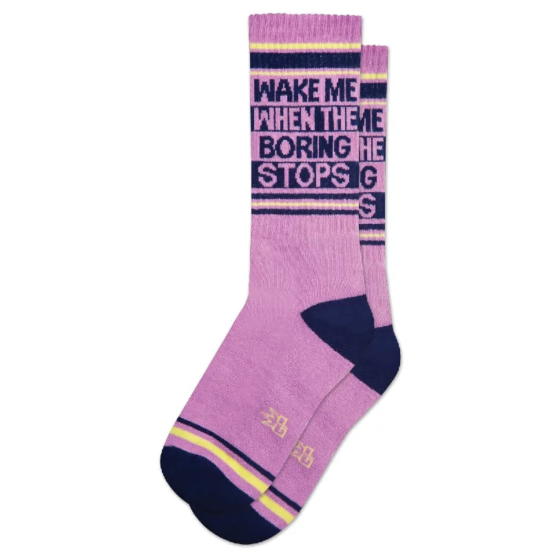 sock trends -  WAKE ME WHEN THE BORING STOPS Gym Socks