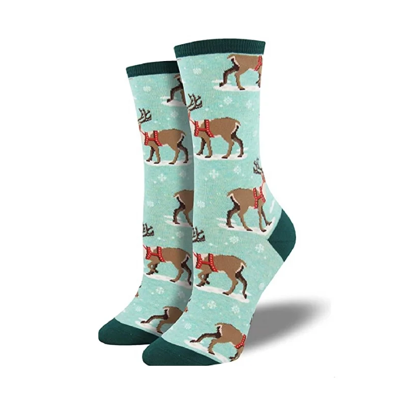 sock flair -  Winter Reindeer - Mint Heather