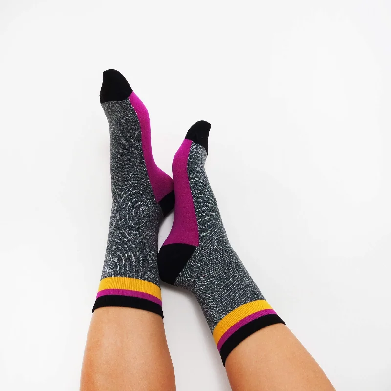 sock night -  Women's Gray Glitter Socks With Pink/Yellow Stripes, Lace Socks, Tulle Sock, Shiny, Sparkly Hosiery, Super Soft, Fashion, High Heels Socks