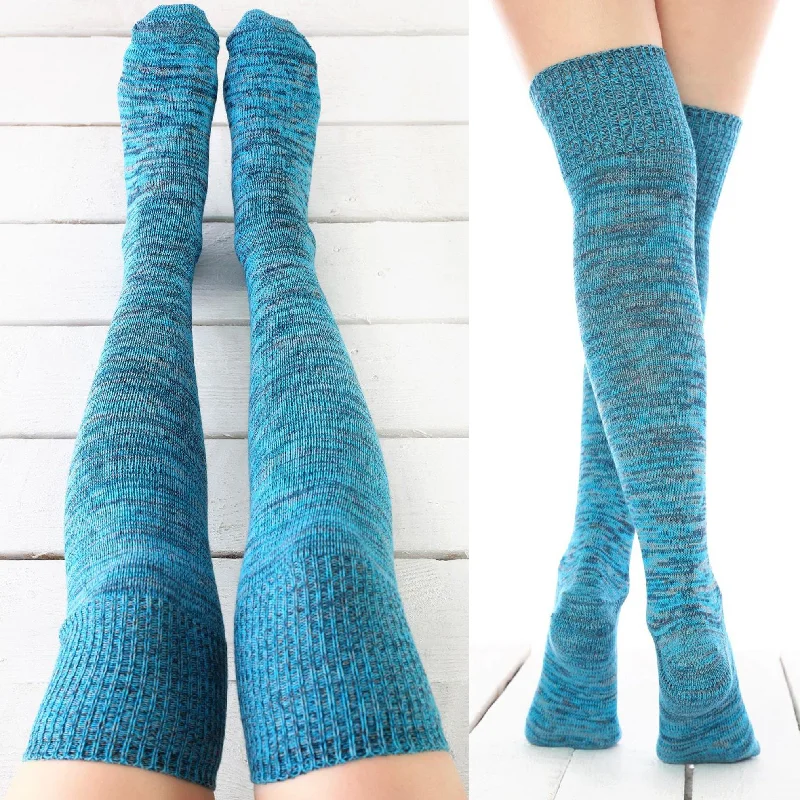 sock training -  Women's Long Over the Knee Sock, Turquoise Color Thigh High Wool, Boot Socks, Knee High Sock, Stocking Gift, Sweater Sock, Care Box Items