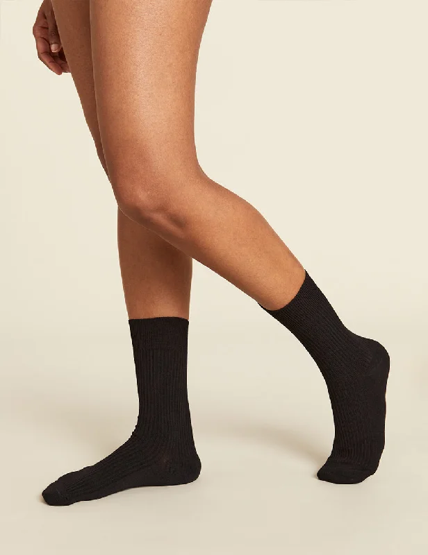 sock forums -  Women's Ribbed Crew Socks - Black