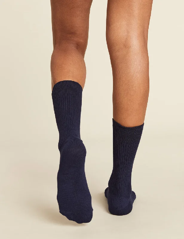 sock swelling -  Women's Ribbed Crew Socks - Navy