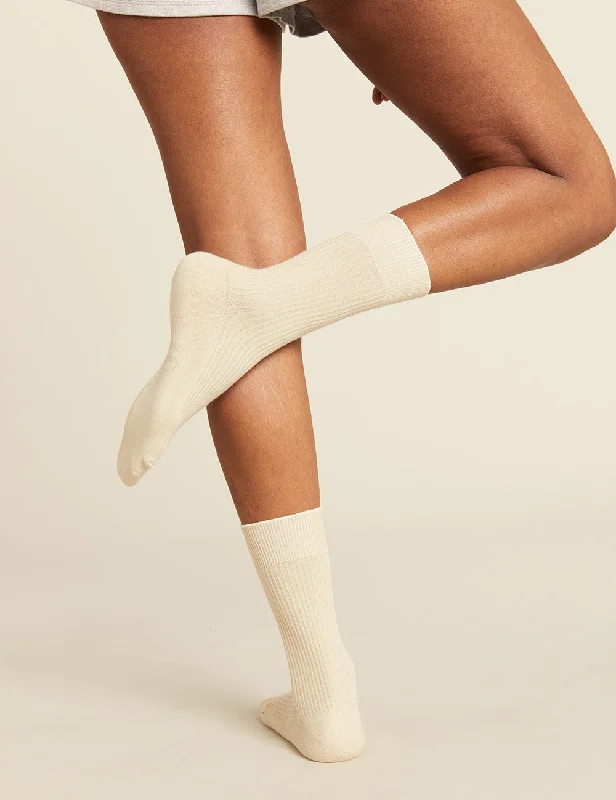 sock blogs -  Women's Ribbed Crew Socks - Oatmeal