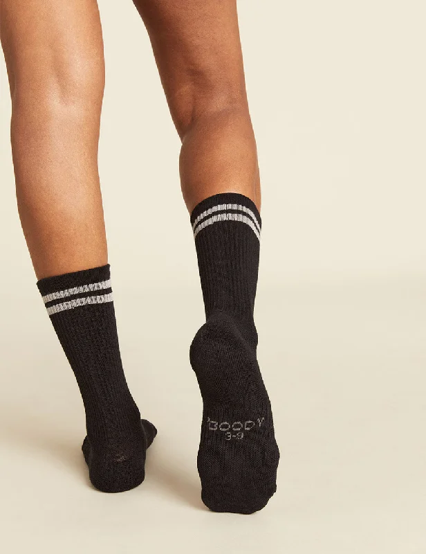 sock trends -  Women's Striped Cushioned Crew Socks - Black/Grey