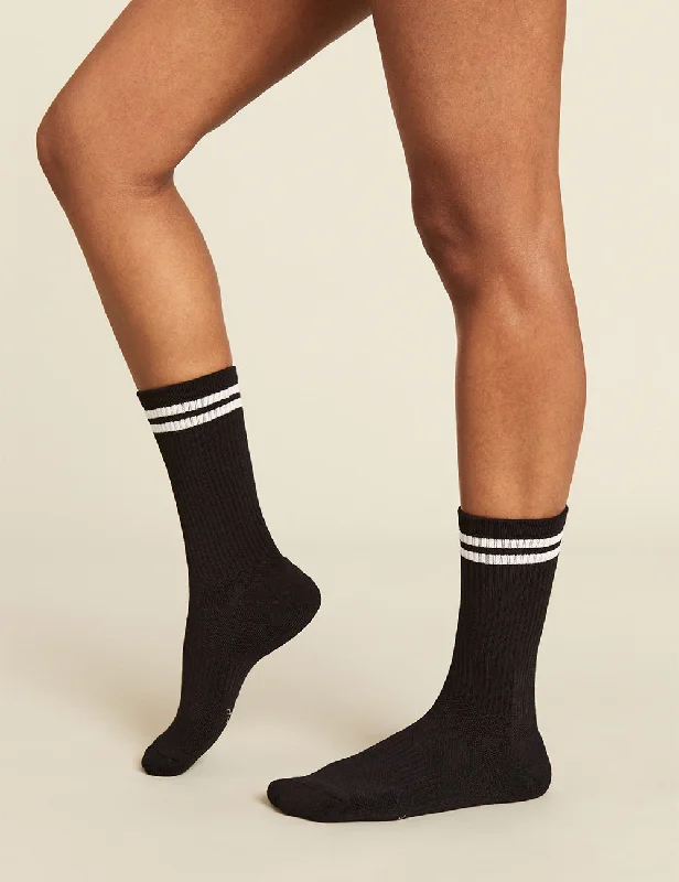 sock updates -  Women's Striped Cushioned Crew Socks - Black/White