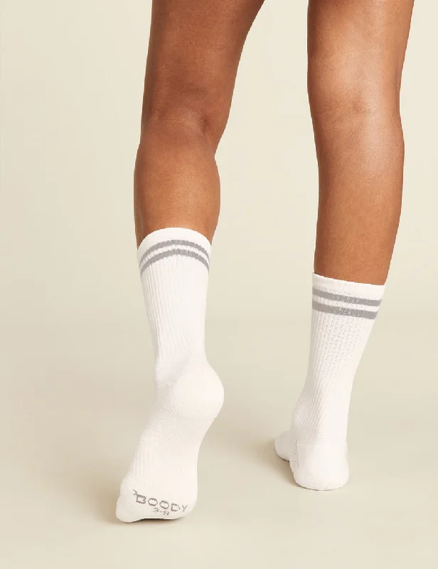 sock durable -  Women's Striped Cushioned Crew Socks - White/Grey