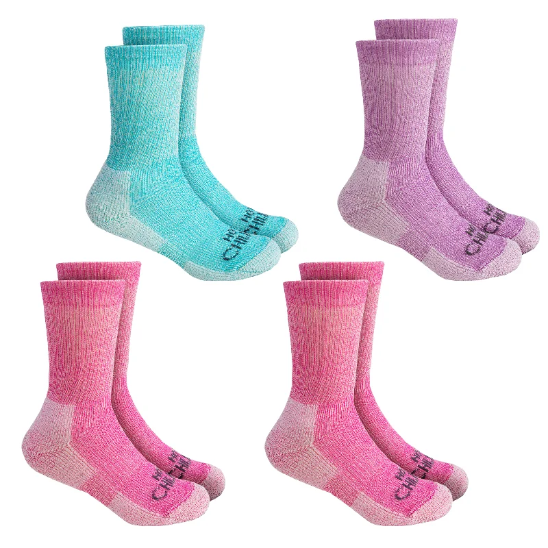 sock collections -  Youth Wool Trail Socks 4-pack - Pink/Aqua/Purple