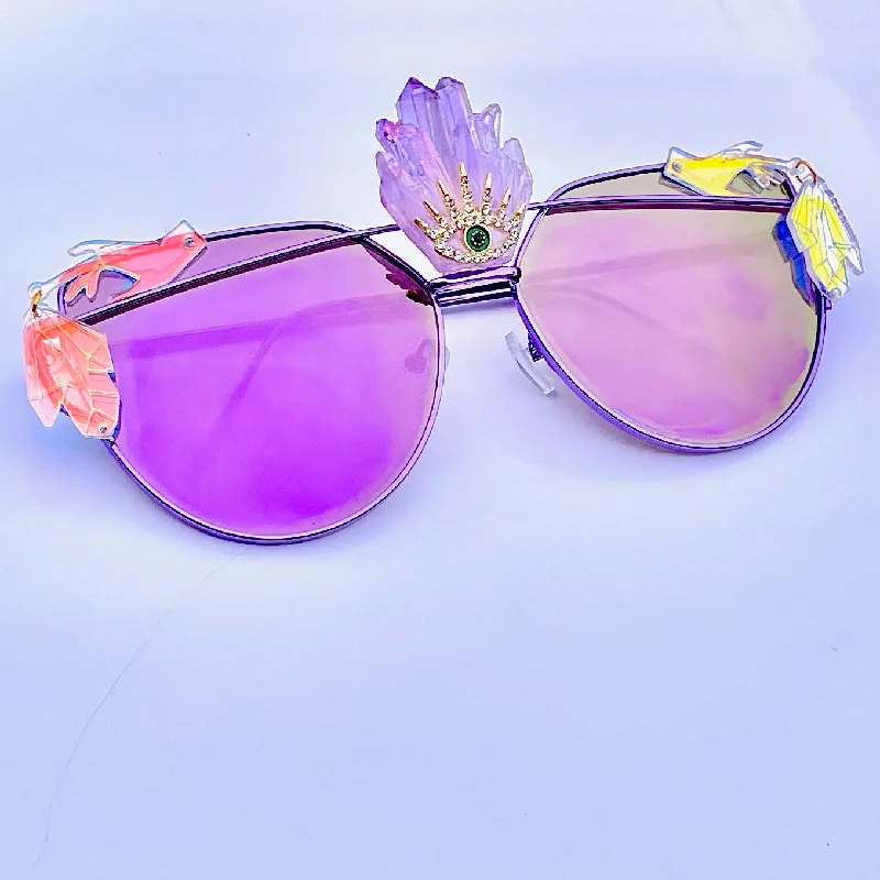 sunglasses with icy crashes -  Amethyst Crystal Clusters Sunglasses