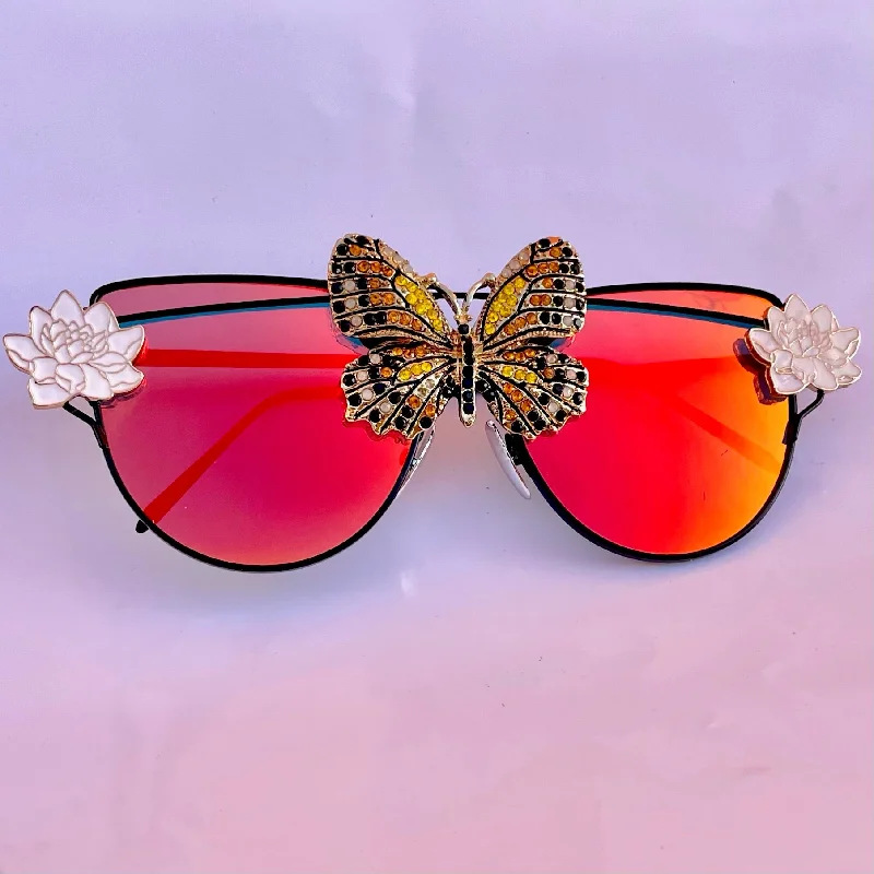 sunglasses with frosty spirals -  Butterfly Frame Glasses