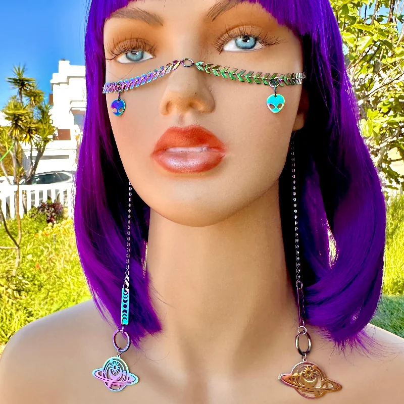 sunglasses with frosty booms -  Face Chain Jewelry