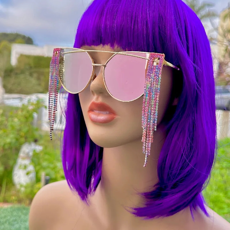 sunglasses with frosty bunches -  Pink Rhinestone Sunglasses