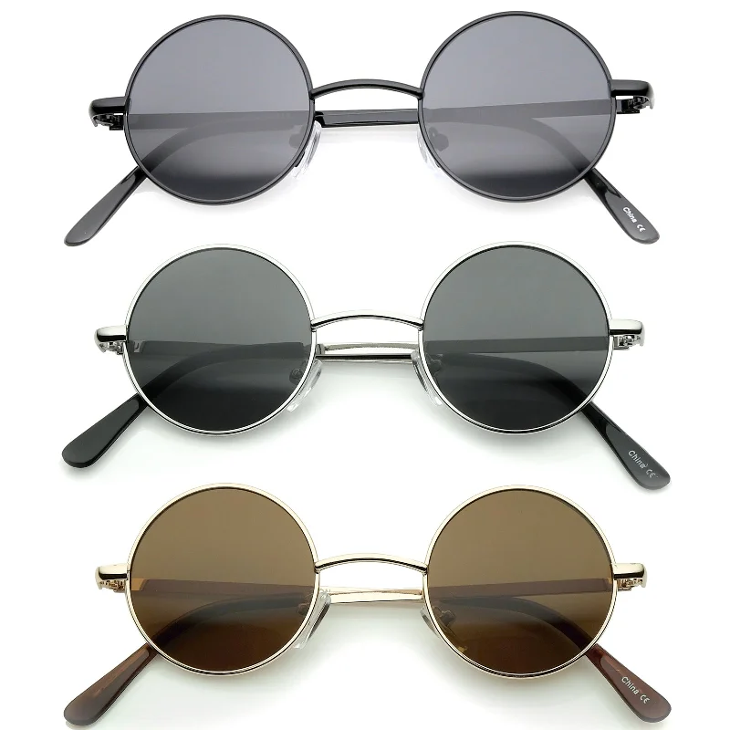 sunglasses for winter splashes -  Retro 1970's Lennon Round Metal Sunglasses 9014 3-Pack