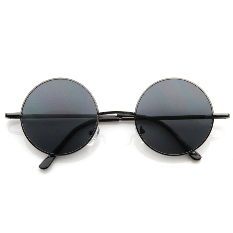 sunglasses with frosty spirals -  Retro Hippie Metal Lennon Round Color Lens Sunglasses