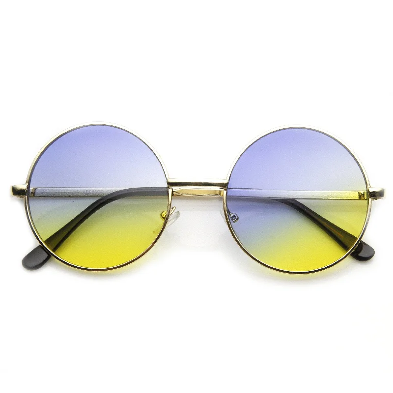 sunglasses for snowy rents -  Retro Lennon Inspired Round Multi Color Rainbow Lens Sunglasses 9204