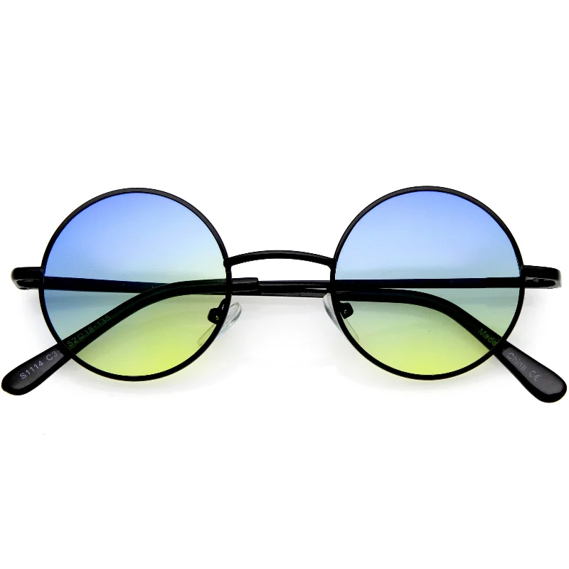 sunglasses with frosty slides -  Small Slim Metal Colored Tinted Lens Retro Lennon Style Sunglasses 42mm C998